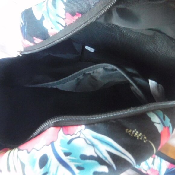 Roxy Tropical pink Hibiscus Floral pattern Puffy Backpack - Picture 8 of 10